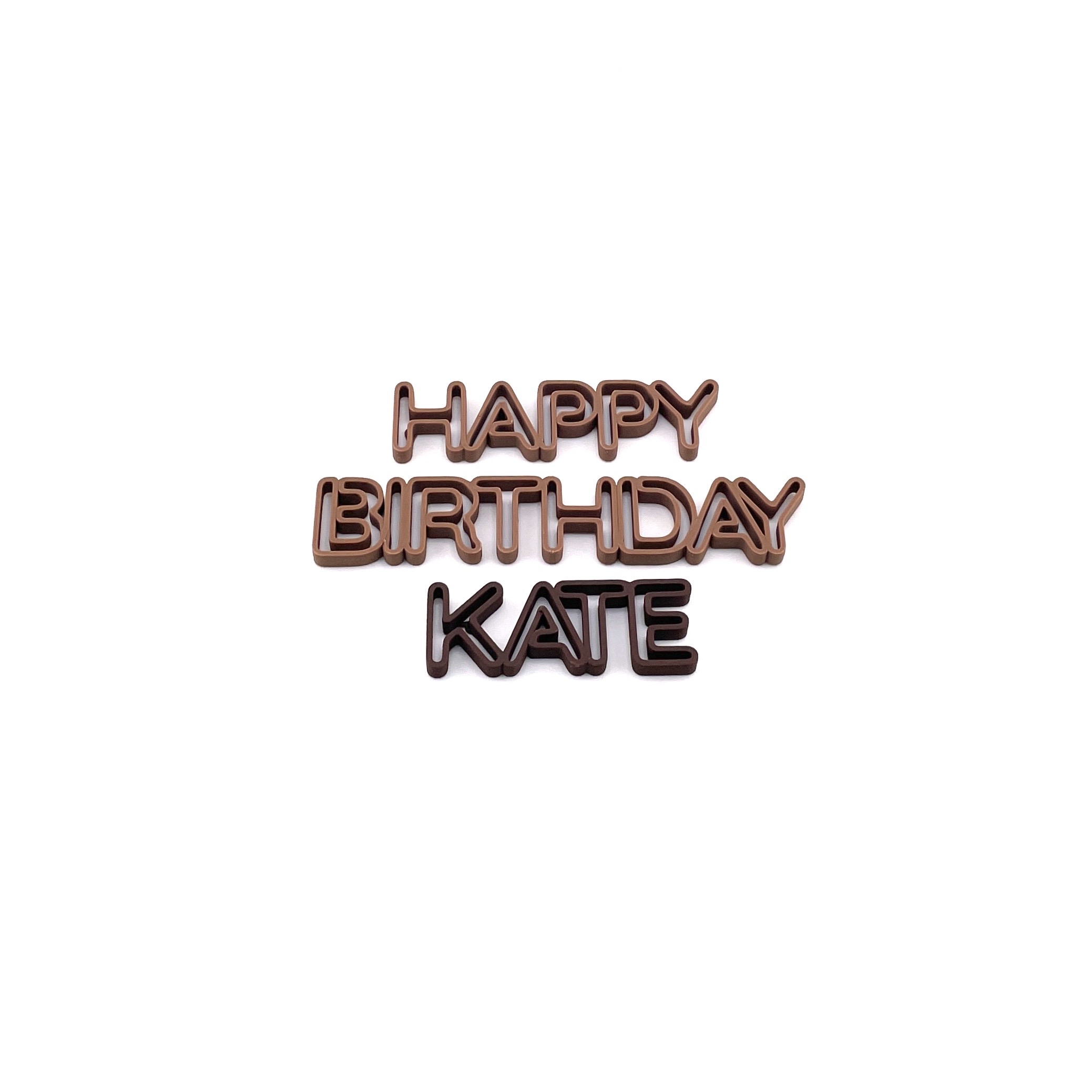 Custom Happy Birthday Kate chocolate lettering